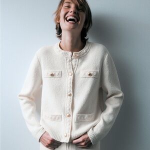 H&M Textured Carigan Sweater with Gold Buttons